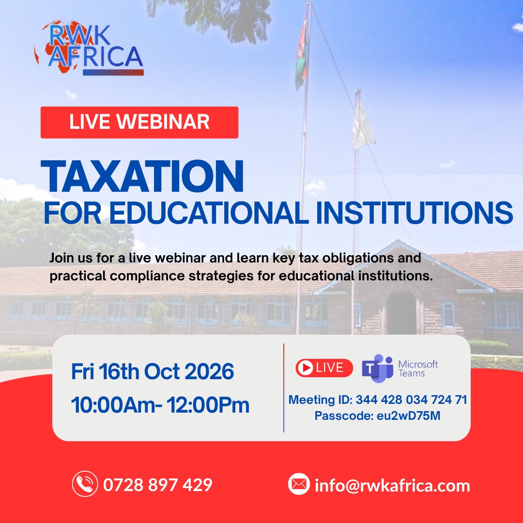 Tax Saving Strategies — Fri 23rd Oct 2026, 10:00 AM - 12:00 PM with Dr. Regina King'ori.
